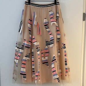 Anthropologie A-Line Skirt with Pink and Cream Accents